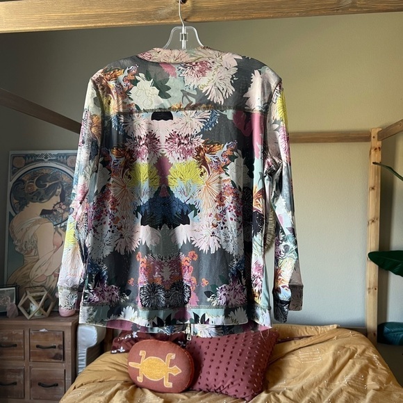 JOHN MARK NWT Women’s XS Floral Mesh Zip Front Jacket Shirt/ Fall Floral Jacket - Picture 6 of 6